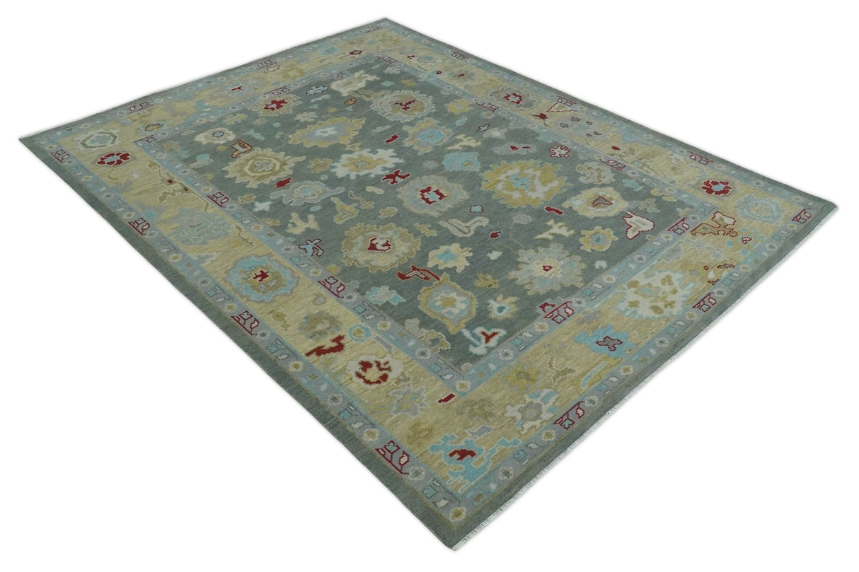 Hand Knotted Gray and Beige Traditional Oushak Wool Area Rug