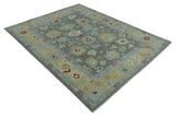 Hand Knotted Gray and Beige Traditional Oushak Wool Area Rug