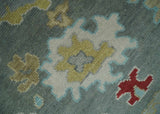 Hand Knotted Gray and Beige Traditional Oushak Wool Area Rug