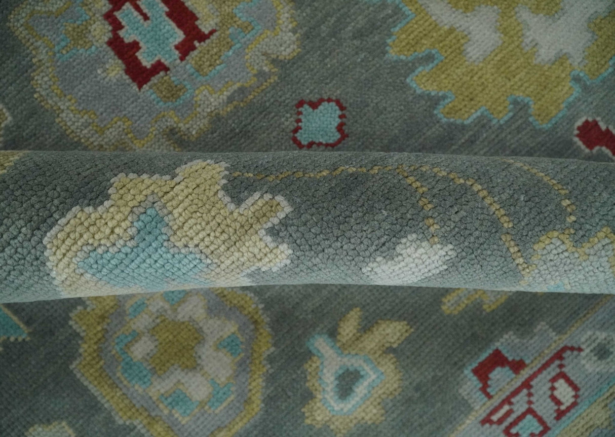 Hand Knotted Gray and Beige Traditional Oushak Wool Area Rug