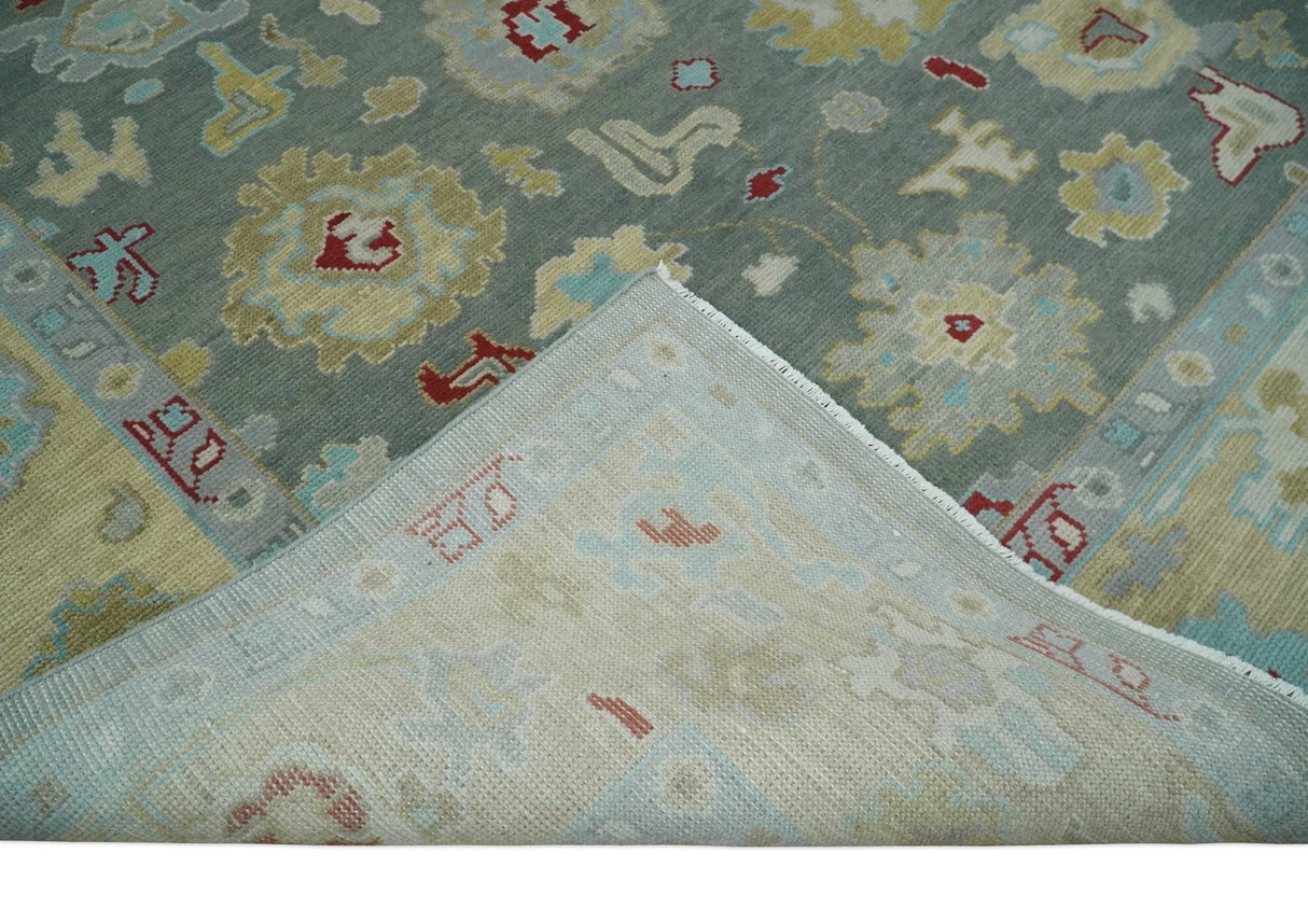 Hand Knotted Gray and Beige Traditional Oushak Wool Area Rug