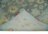 Hand Knotted Gray and Beige Traditional Oushak Wool Area Rug
