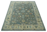 Hand knotted Gray and Beige Traditional Oushak Wool Area Rug
