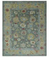 Hand Knotted Gray and Beige Traditional Oushak Wool Area Rug
