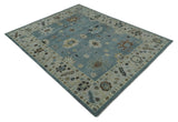 Hand Knotted Gray and Beige Traditional Oushak Wool Rug