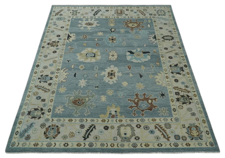 Hand Knotted Gray and Beige Traditional Oushak Wool Rug