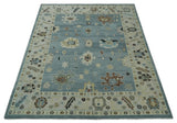 Hand Knotted Gray and Beige Traditional Oushak Wool Rug