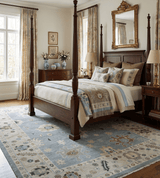 Hand Knotted Gray and Beige Traditional Oushak Wool Rug