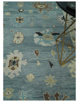 Hand Knotted Gray and Beige Traditional Oushak Wool Rug
