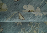 Hand Knotted Gray and Beige Traditional Oushak Wool Rug