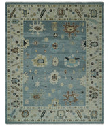 Hand Knotted Gray and Beige Traditional Oushak Wool Rug
