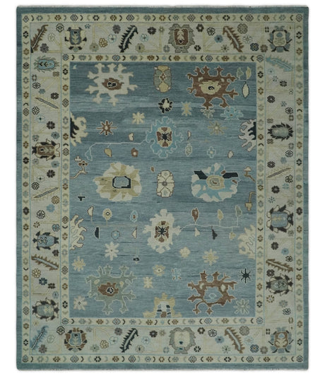 Hand Knotted Gray and Beige Traditional Oushak Wool Rug