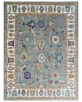 Hand Knotted Gray and Ivory Traditional Oriental Oushak Wool Area Rug
