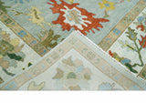 Hand Knotted Gray and Ivory Traditional Oushak Custom Made Wool Area Rug