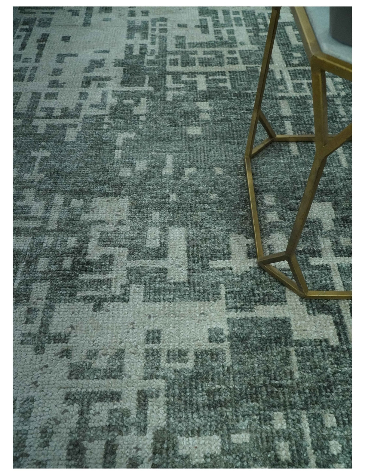 Hand Knotted Gray and Silver 5x8 Modern Abstract Contemporary Recycled Silk Rug