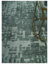 Hand Knotted Gray and Silver 5x8 Modern Abstract Contemporary Recycled Silk Rug