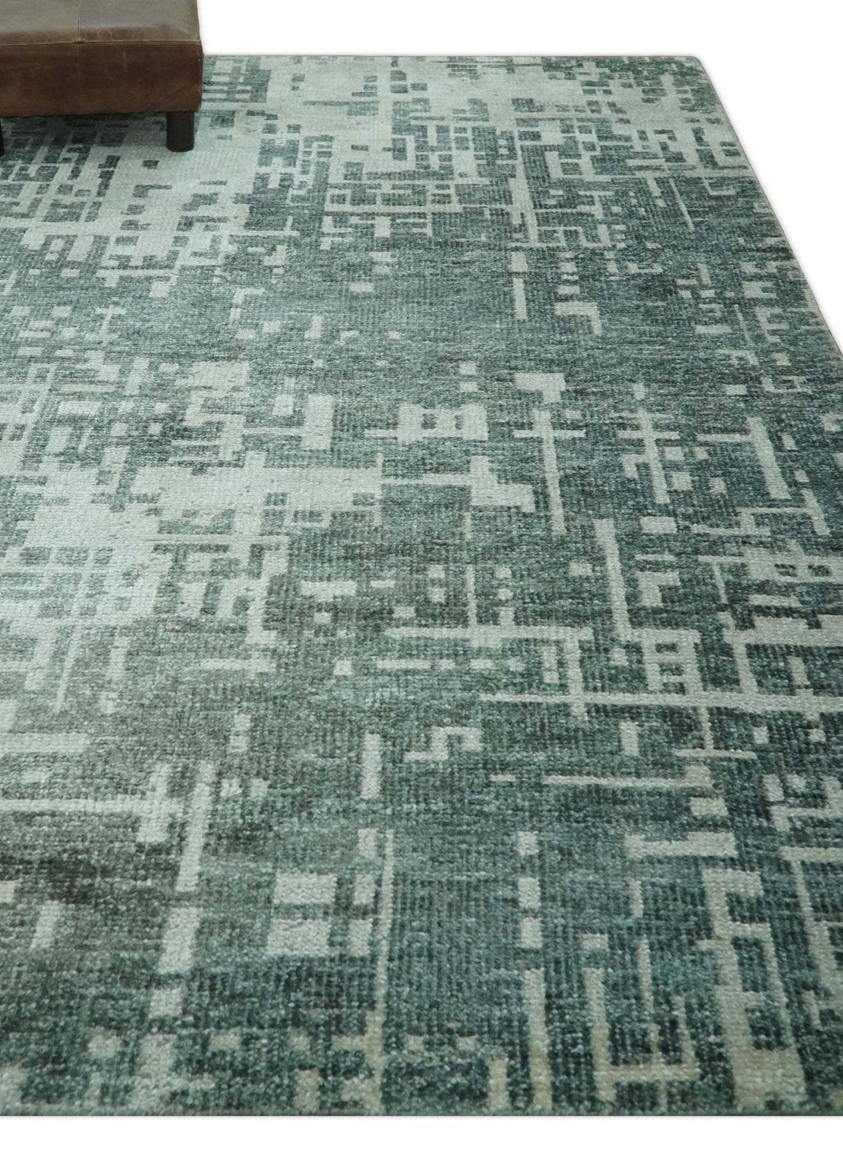 Hand Knotted Gray and Silver 5x8 Modern Abstract Contemporary Recycled Silk Rug