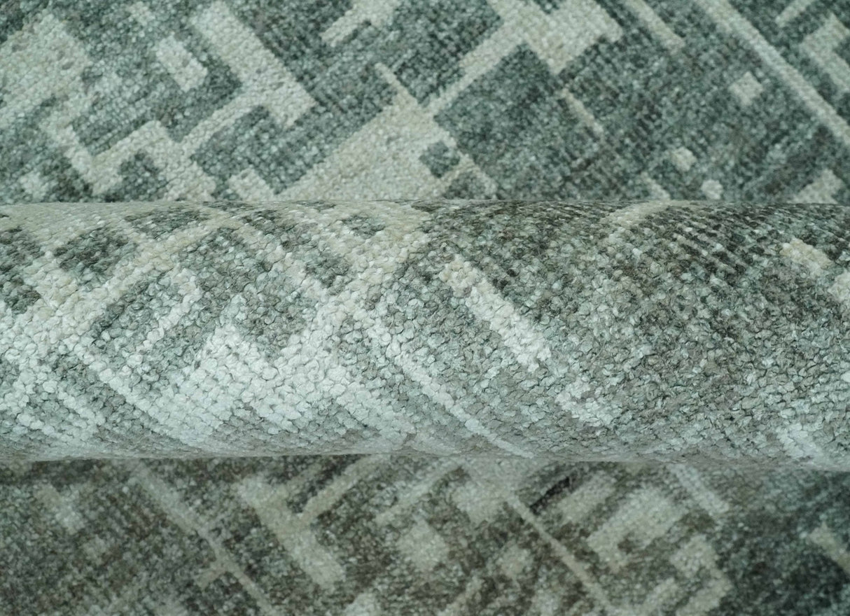 Hand Knotted Gray and Silver 5x8 Modern Abstract Contemporary Recycled Silk Rug