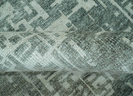 Hand Knotted Gray and Silver 5x8 Modern Abstract Contemporary Recycled Silk Rug