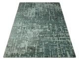 Hand Knotted Gray and Silver 5x8 Modern Abstract Contemporary Recycled Silk Rug