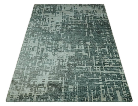 Hand Knotted Gray and Silver 5x8 Modern Abstract Contemporary Recycled Silk Rug