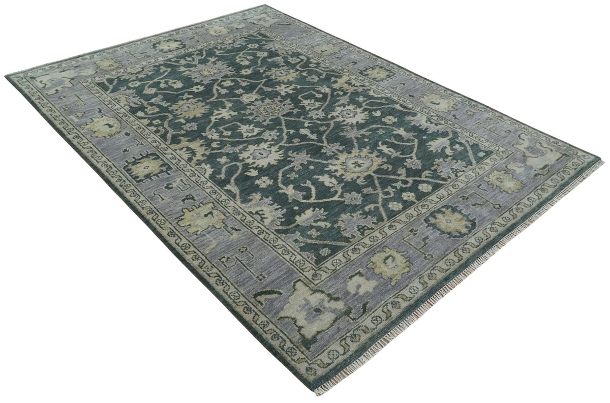 Hand Knotted Gray and Silver Traditional Antique Wool Area Rug, Living Room and Bedroom Rug