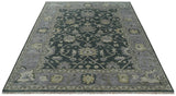 Hand Knotted Gray and Silver Traditional Antique Wool Area Rug, Living Room and Bedroom Rug