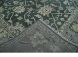 Hand Knotted Gray and Silver Traditional Antique Wool Area Rug, Living Room and Bedroom Rug