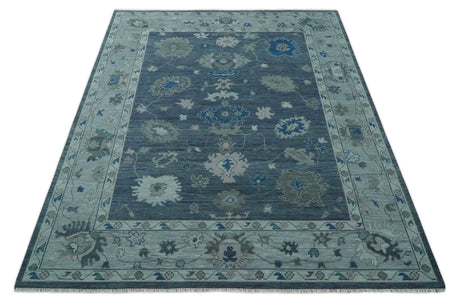 Hand Knotted Gray and Silver Traditional Multi Size Oushak Wool Rug