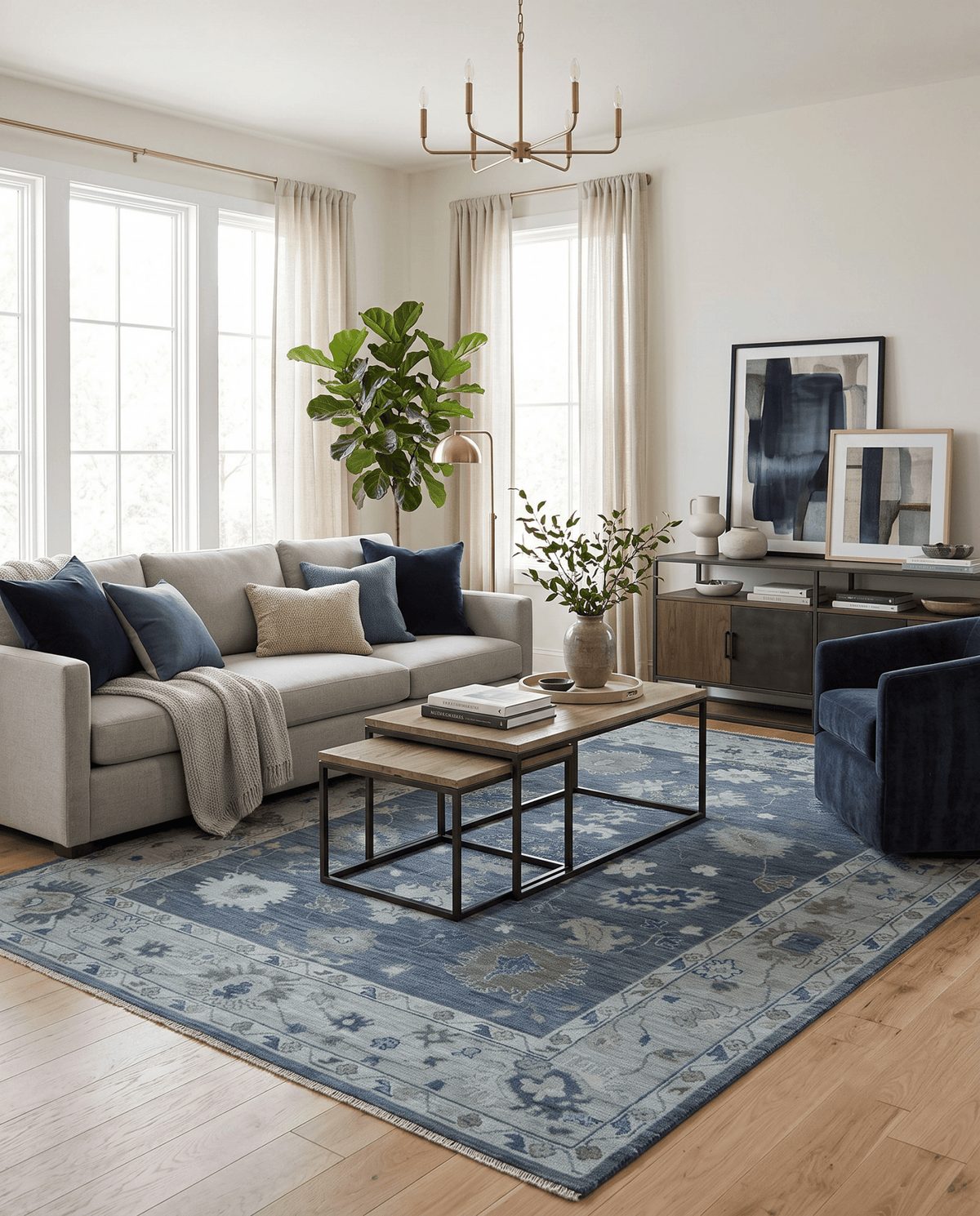 Hand Knotted Gray and Silver Traditional Multi Size Oushak Wool Rug