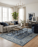 Hand Knotted Gray and Silver Traditional Multi Size Oushak Wool Rug