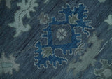 Hand Knotted Gray and Silver Traditional Multi Size Oushak Wool Rug