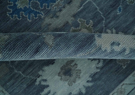 Hand Knotted Gray and Silver Traditional Multi Size Oushak Wool Rug