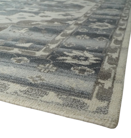 Hand Knotted Gray, Beige and Charcoal Traditional Heriz Serapi Multi size Wool Area Rug, Kids, Living Room and Bedroom Rug