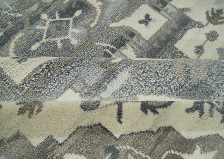 Hand Knotted Gray, Beige and Charcoal Traditional Heriz Serapi Multi size Wool Area Rug, Kids, Living Room and Bedroom Rug