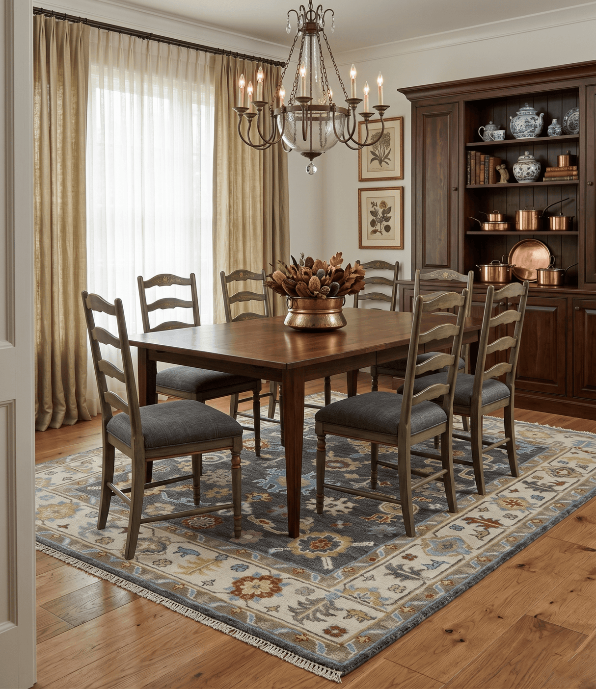 Hand Knotted Gray, Ivory and Olive Traditional Oushak Multi Size Wool Area Rug