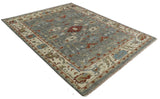 Hand Knotted Gray, Red and Beige Traditional Vintage Style Custom Made Wool Area Rug