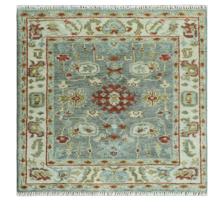 Hand Knotted Gray, Red and Beige Traditional Vintage Style Custom Made Wool Area Rug