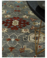 Hand Knotted Gray, Red and Beige Traditional Vintage Style Custom Made Wool Area Rug