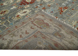 Hand Knotted Gray, Red and Beige Traditional Vintage Style Custom Made Wool Area Rug