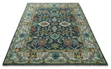 Hand Knotted Green and Ivory Traditional Oriental Oushak Custom Made Wool Area Rug