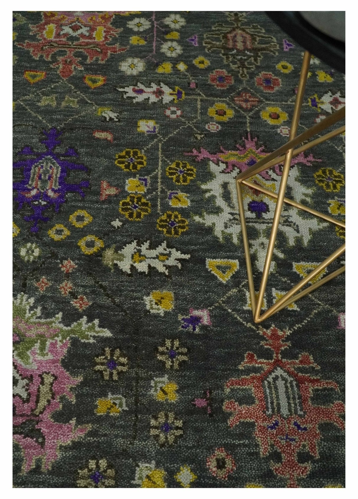 Hand Knotted Green And Ivory Traditional Oushak Custom Made Wool Area Rug