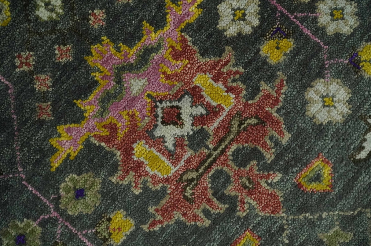 Hand Knotted Green And Ivory Traditional Oushak Custom Made Wool Area Rug