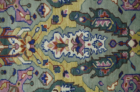 Hand knotted Green And Pink Traditional large design Custom Made wool Area Rug