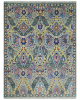 Hand knotted Green And Pink Traditional large design Custom Made wool Area Rug