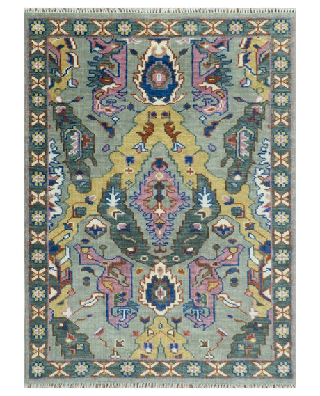 Hand knotted Green And Pink Traditional large design Custom Made wool Area Rug