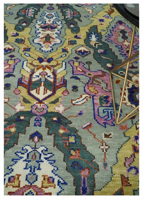 Hand knotted Green And Pink Traditional large design Custom Made wool Area Rug