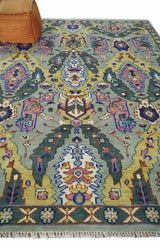 Hand knotted Green And Pink Traditional large design Custom Made wool Area Rug