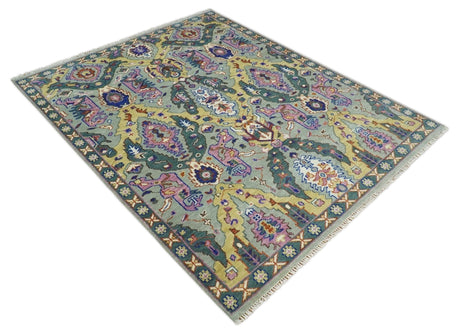 Hand knotted Green And Pink Traditional large design Custom Made wool Area Rug