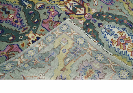 Hand knotted Green And Pink Traditional large design Custom Made wool Area Rug